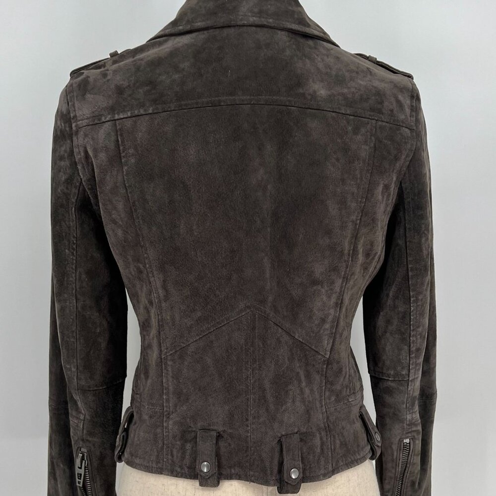Blank NYC Womens Suede Cropped Moto Jacket Size S Dark Grey Biker No Belt FLAWS - Picture 5 of 14